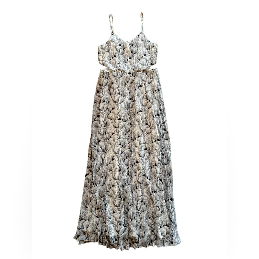 NWT EXPRESS FLORAL CUTOUT MAXI DRESS WITH RUFFLE PLEATS
